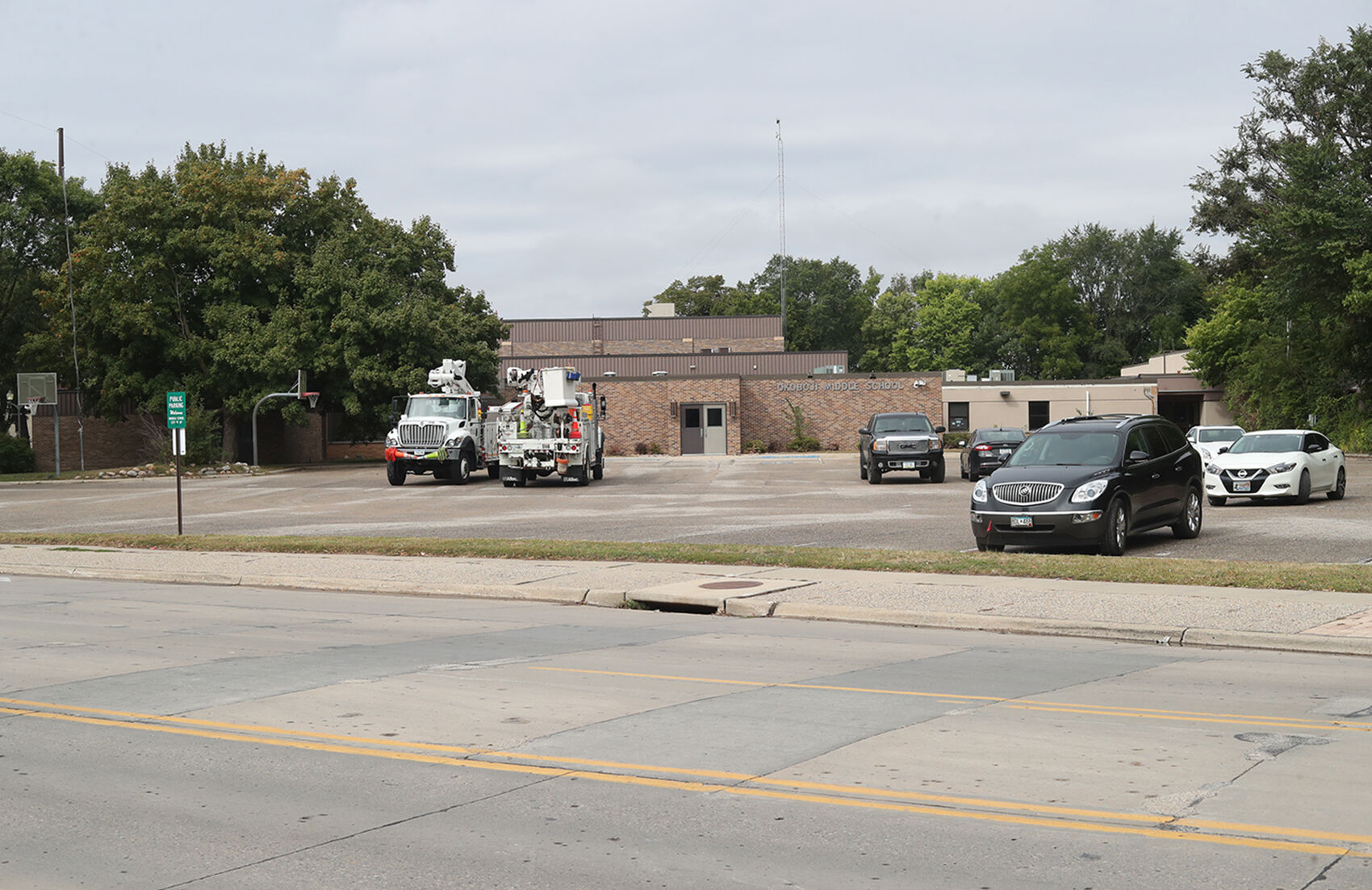 Parking lot of old Okoboji Middle School